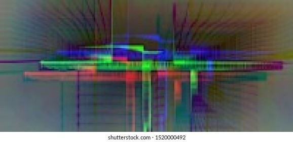 Vector Illustration of a distorted glitch background. Glitched techno pattern in a style of 80's. Wallpaper in a cyberpunk style. Creative graphic design for poster,brochure,flyer and card.