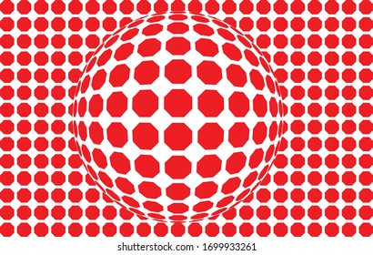 Vector illustration of a distorted surface. 2D pattern with fisheye 3D effect