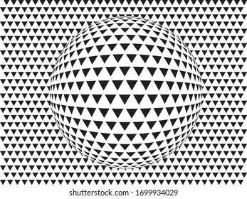 Vector illustration of a distorted surface. 2D pattern with fisheye 3D effect