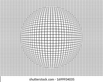 Vector illustration of a distorted surface. 2D pattern with fisheye 3D effect