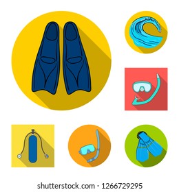 Vector illustration of dive and scuba logo. Collection of dive and swim vector icon for stock.