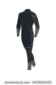 Vector illustration of dive suit isolated on white background. Snorkeling and diving equipment