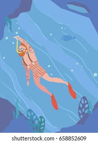 Vector illustration of a diver 