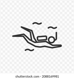 Vector illustration of diver icon in dark color and transparent background(png).