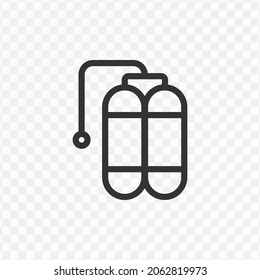 Vector illustration of diver oxygen cylinder icon in dark color and transparent background(png).