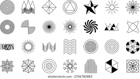 Ilustración vectorial de diversas Formas geométricas Abstractas e iconos minimalistas Colección para el diseño moderno