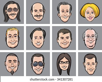 vector illustration of diverse business people faces