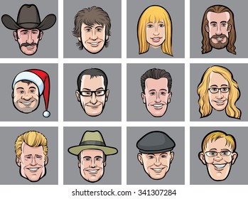 vector illustration of diverse business people faces