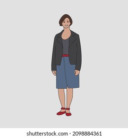 Vector illustration of diverse cartoon men and women of various races, ages and body type in casual outfits. Isolated on white.