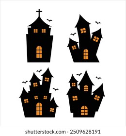 Ilustración vectorial - Diversas casas embrujadas de Halloween