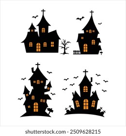 Vector Illustration - Diverse Halloween Haunted Houses