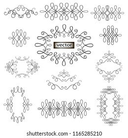 Vector illustration of Dividers of patterned ornament, frame for vintage postcard design or decoration of the text, the fishnet weave ornate element for design invitation.