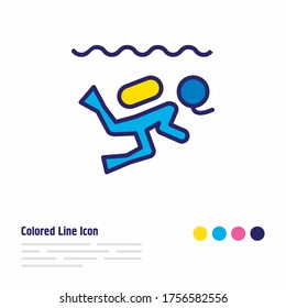 Vector illustration of diving icon colored line. Beautiful hobby element also can be used as scuba icon element.