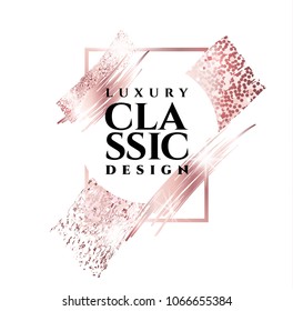 vector illustration. divorce brush with elegant pink gold. modern trendy trendy frame design. Exclusive graphics for invitations, booklets, flyers, wedding invitations and cards