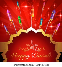ilustración vectorial del fondo diwali con muchos crackers