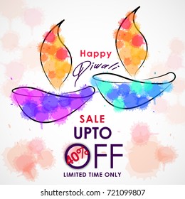 Vector Illustration for Diwali with Beautiful Diwali Elements,Diwali Festival Offer Template.