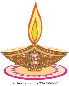 Vector illustration of Diwali celebration with decorative colourful Design set.
