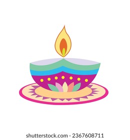 Vector illustration of Diwali celebration with decorative colourful Design set.