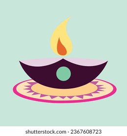 Vector illustration of Diwali celebration with decorative colourful Design set.