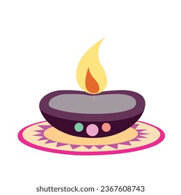 Vector illustration of Diwali celebration with decorative colourful Design set.