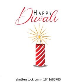 Ilustración vectorial del cracker Diwali con saludos diwali