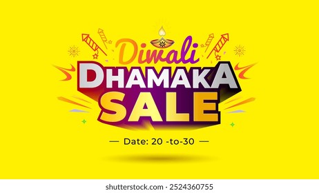 Ilustração vetorial de Diwali Dhamaka Sale, oferece conceito de logotipo