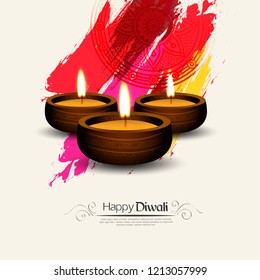 Vector illustration of Diwali festival with beautiful stylish lamp and Diwali lighting elements. Offers