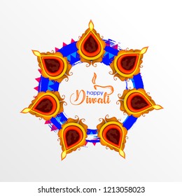 Vector illustration of Diwali festival with beautiful stylish lamp and Diwali lighting elements. Offers