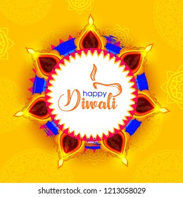 Vector illustration of Diwali festival with beautiful stylish lamp and Diwali lighting elements. Offers