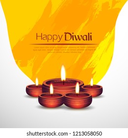 Vector illustration of Diwali festival with beautiful stylish lamp and Diwali lighting elements. Offers