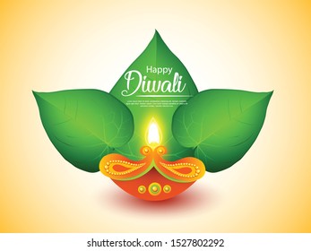Vector illustration of Diwali festival with beautiful stylish lamp and Diwali lighting elements. Offers