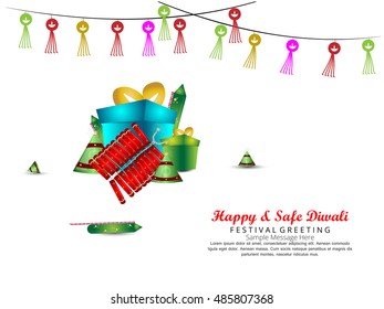 Vector illustration of Diwali festival with beautiful stylish lamp and Diwali lighting elements. Offers