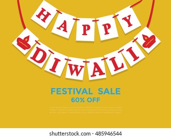 Vector illustration of Diwali festival with beautiful stylish lamp and Diwali lighting elements. Offers