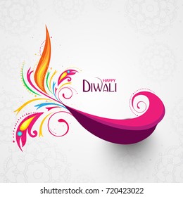 Vector illustration of Diwali festival with beautiful stylish lamp and Diwali lighting elements. Offers