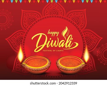 Vector Illustration of Diwali Festival for Hindu Festival Celebration.