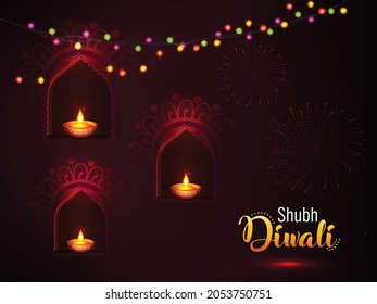 Vector Illustration of Diwali Festival for Hindu Festival Celebration.