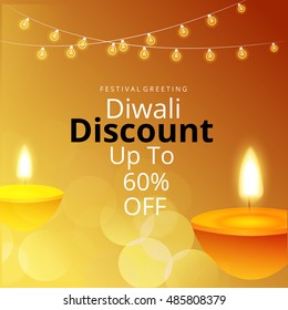 Vector illustration of Diwali festival. Diwali lighting elements