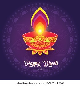 Happy Diwali Vector Illustration Rangoli Flowral Stock Vector (Royalty ...