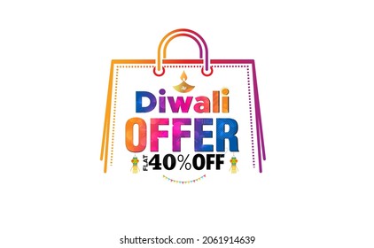 Vector illustration of Diwali festive special bumper big super deals offer sale promotion logo banner greeting Design Layout Template with shopping bag decoration and auspicious background