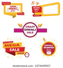 Vector illustration Diwali sale callouts banner set template