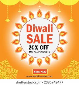 Vector illustration of Diwali sale poster design diwali post design social media post design