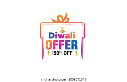 Vector illustration of Diwali wishing card with Sales promotion banner offer gift tag and typography logo design