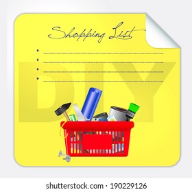 Vector illustration of a DIY  post-it shopping list