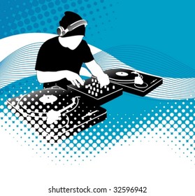 vector illustration of a dj