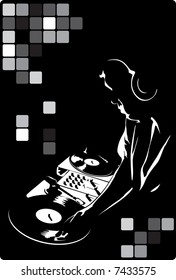 Vector illustration DJ in black