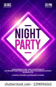 Vector Illustration Dj Dance Poster Design. Disco Night Party. Music Event Flyer Or Banner Template