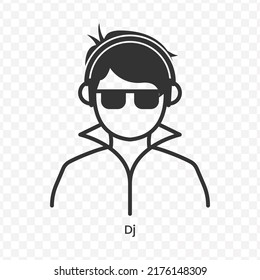 Vector illustration of Dj icon in dark color and transparent background(png).