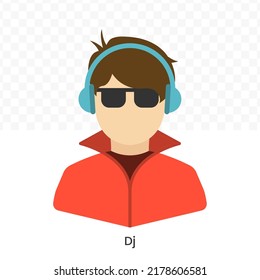 Vector illustration of Dj icon in dark color and transparent background(png).