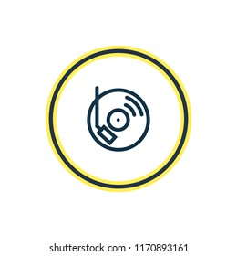Vector illustration of dj music icon line. Beautiful party element also can be used as turntable icon element.