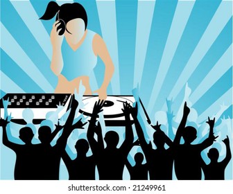 Vector illustration of a dj and party people